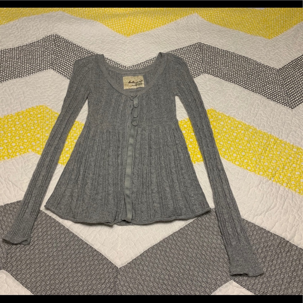 Gray Baby Doll Cardigan Sweater Size XS